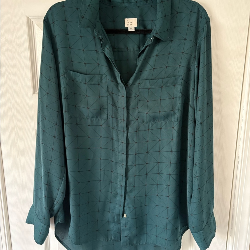 Green Geometric Blouse